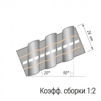 изображение лента шторная «диагональная складка, правая» 26 мм 11555/26 на olexdeco.ru